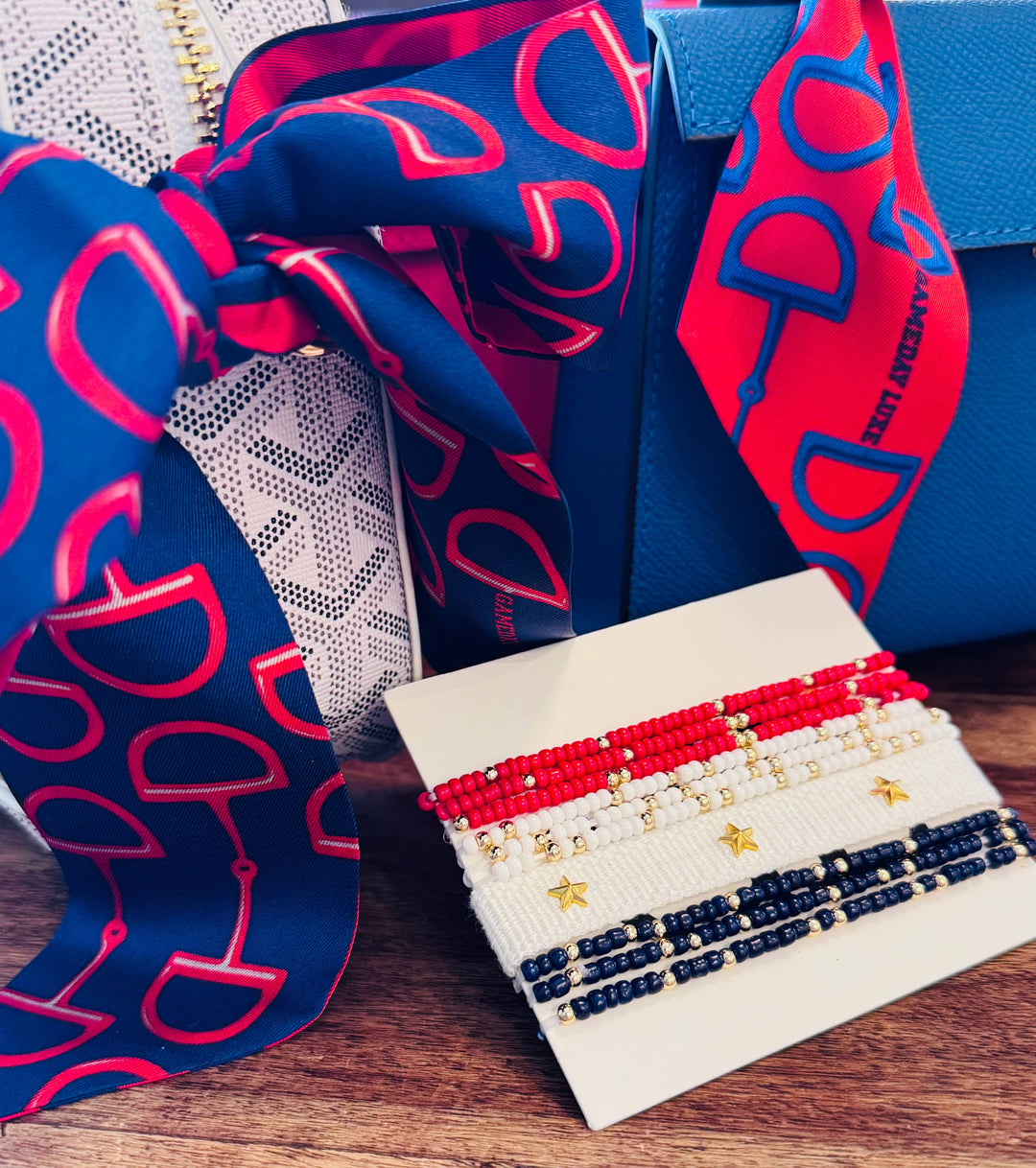 The Gameday Signature Scarf- Navy, Red and White