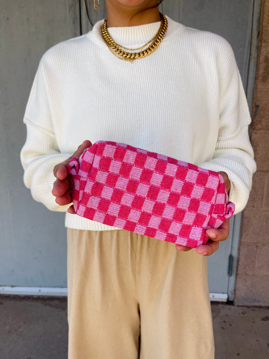 Checkered Crossbody Fanny Pack - Pink