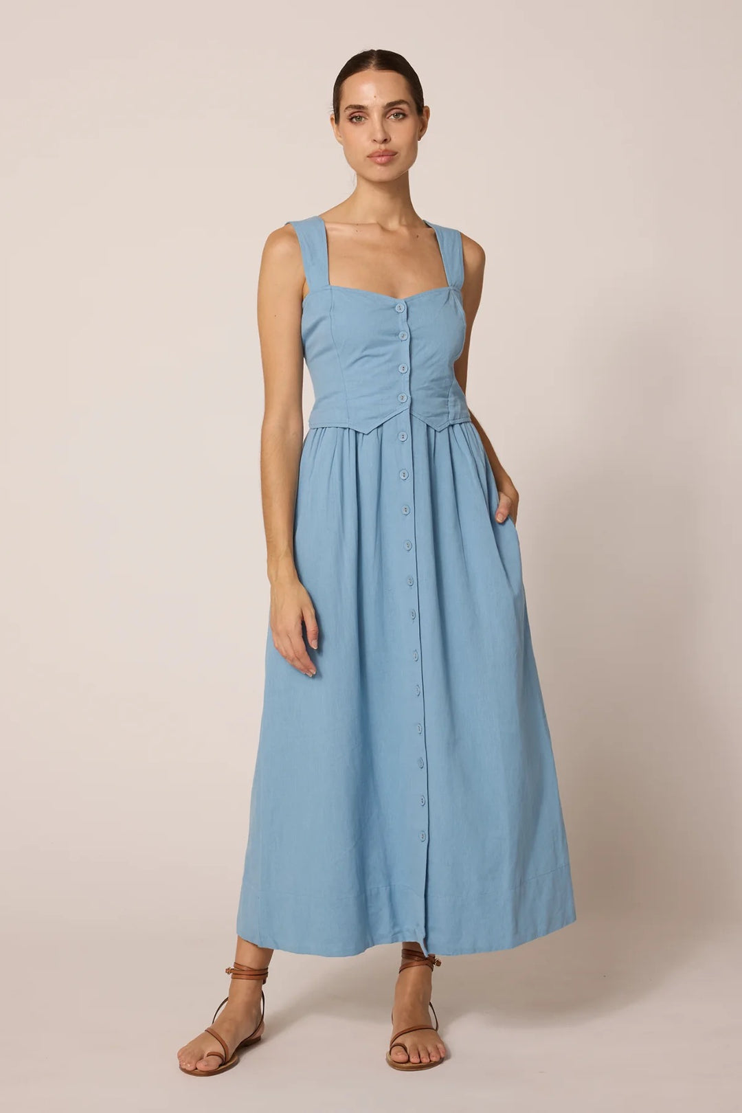 Cleobella | Esther Ankle Dress - Dusty Blue