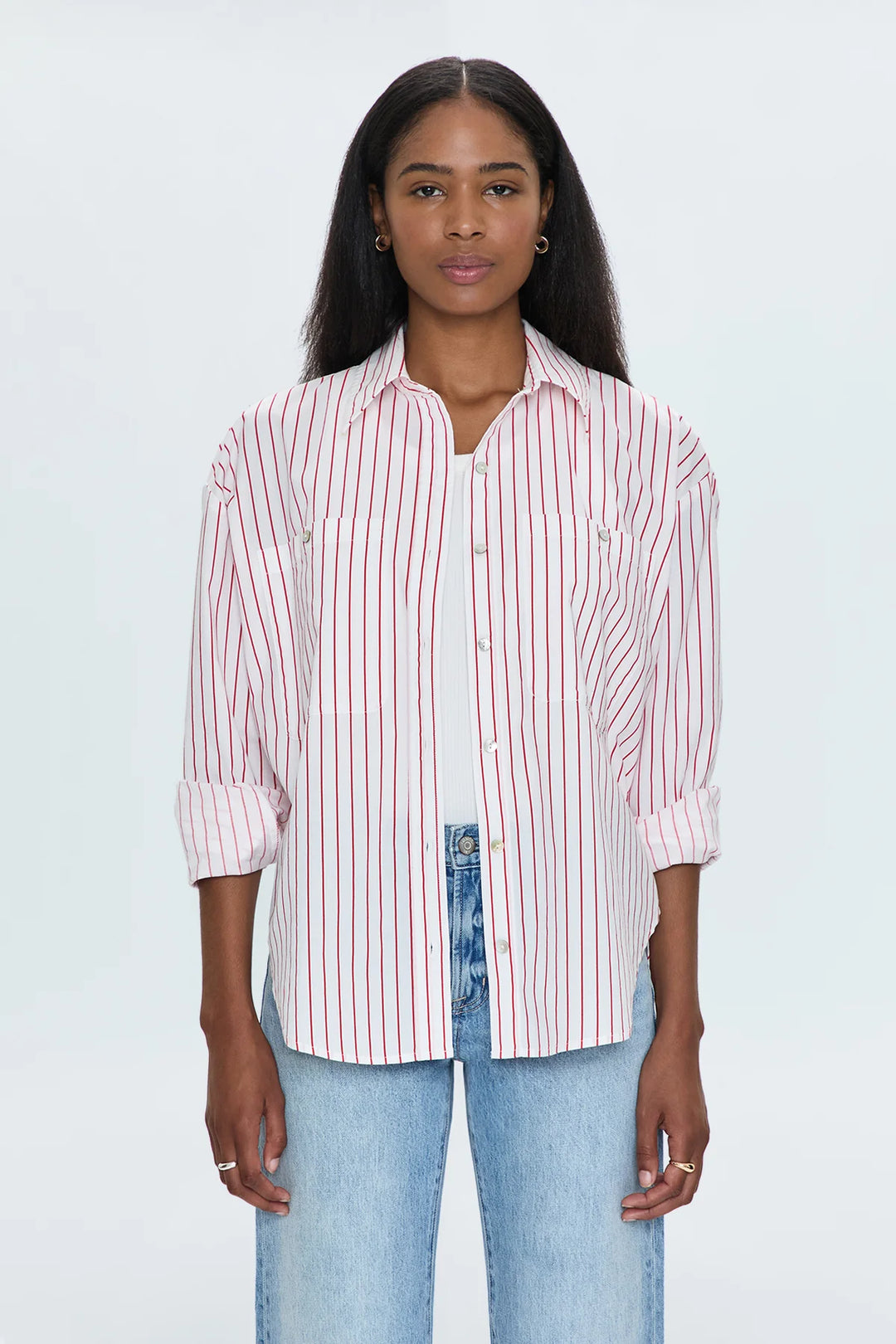 Pistola | Samantha Relaxed Shirt- Ruby Stripe
