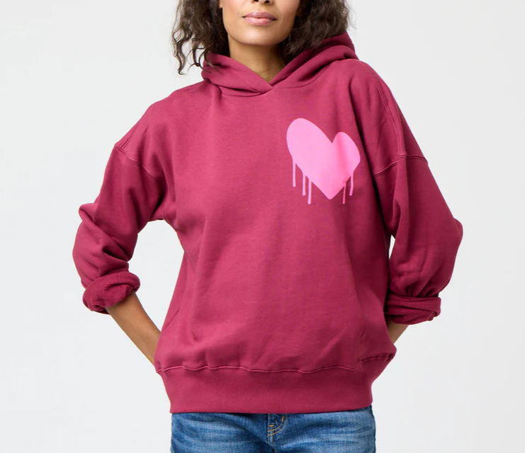 Kerri Rosenthal | Boyfriend Drippy Heart Hoodie - Burgundy