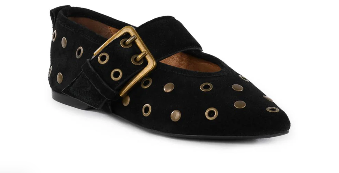 Abbey Suede Flat - Black