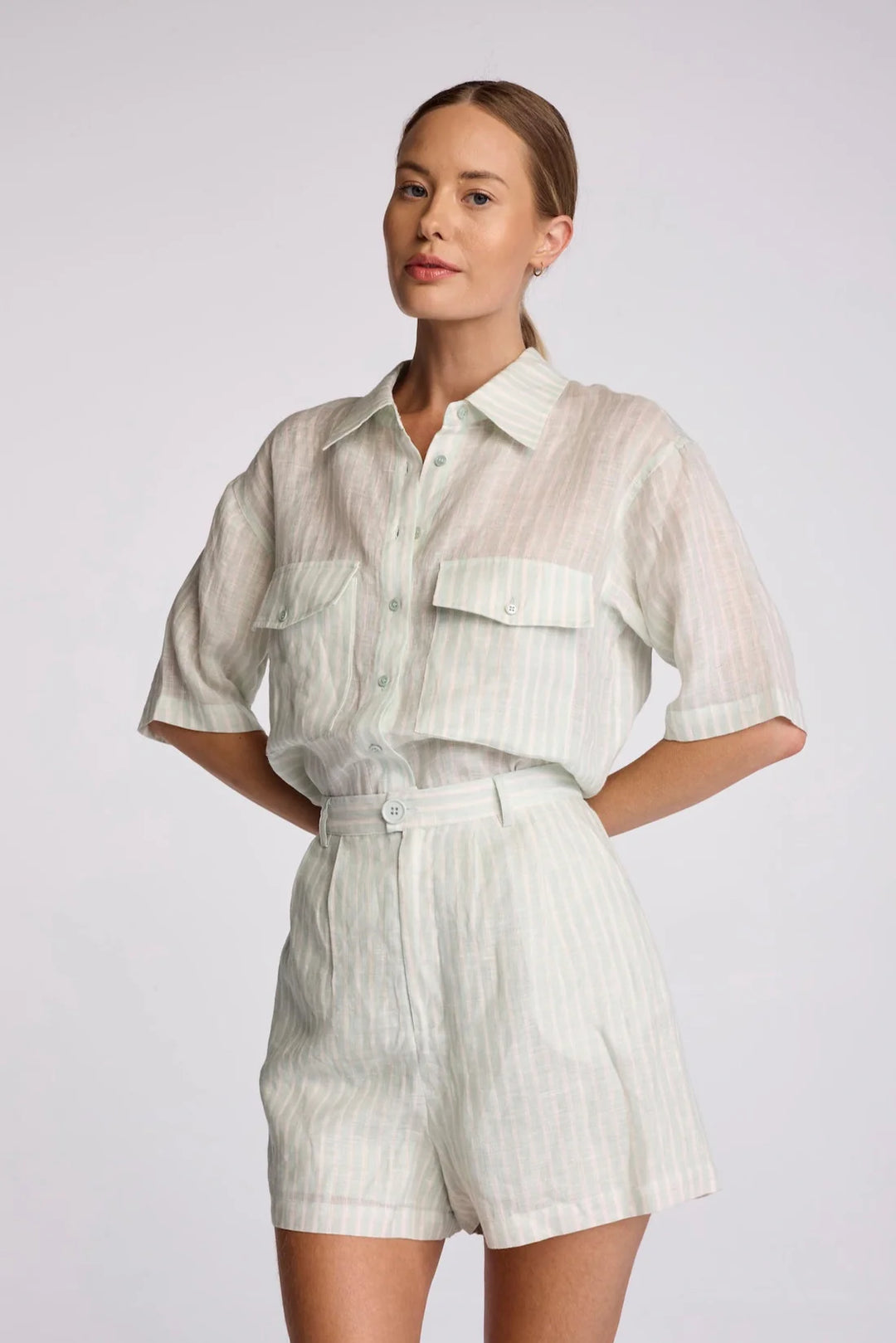 Sundays | Crosby Shirt - Seafoam Stripe