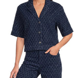 Elan | Button Top - Denim Diamond
