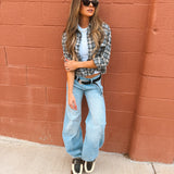 Good American | The Patch Pocket Shirt - Tan Plaid