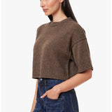 Habitual | Crewneck Short Sleeve Sweater - Heather Mocha