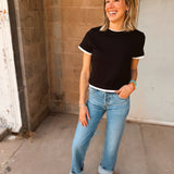 Good American | The Layered Tee - Black