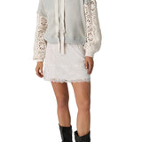 Free People | Laced in Hoodie Crochet Sweater | Heather Grey Combo