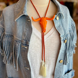 Rahya Jewelry Design | Longhorn Bolo - Orange Citrus with Solar Orange & Ivory