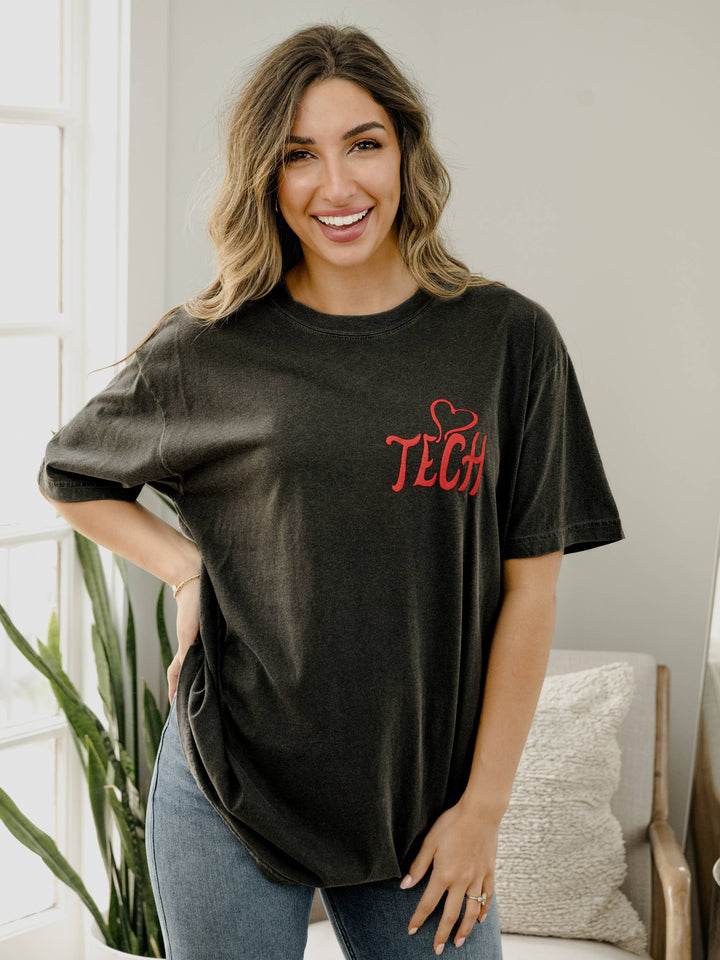 Texas Tech Lyric Puff Ink Pepper Comfort Colors Tee