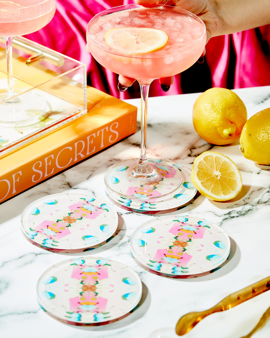 Monets Garden Pink Coaster | Individual