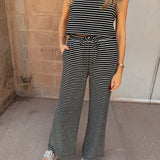 By Together | Sunday Lounge Striped Pants Knit - Black/Ivory
