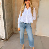 THML | Button Up Long Sleeve Top - White