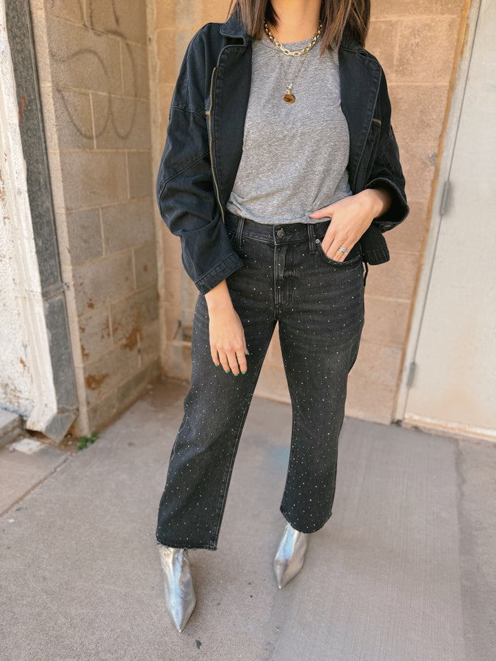 Pistola | Lexi Mid Rise bowed Straight Jean - Silver Screen