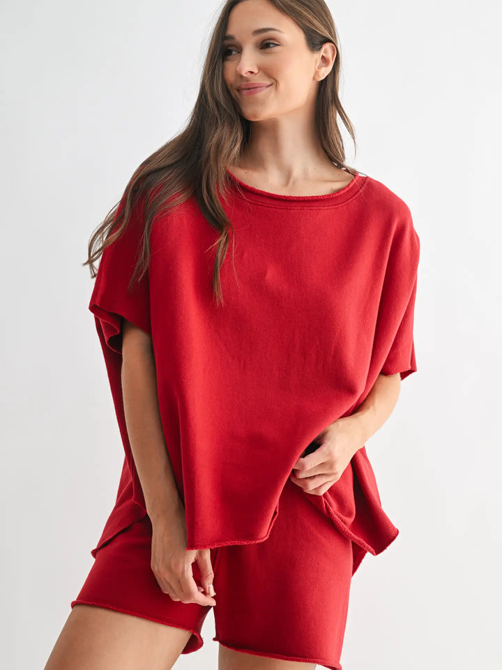 Mono B | Malibu Vintage Dolman Top - Garnet Red