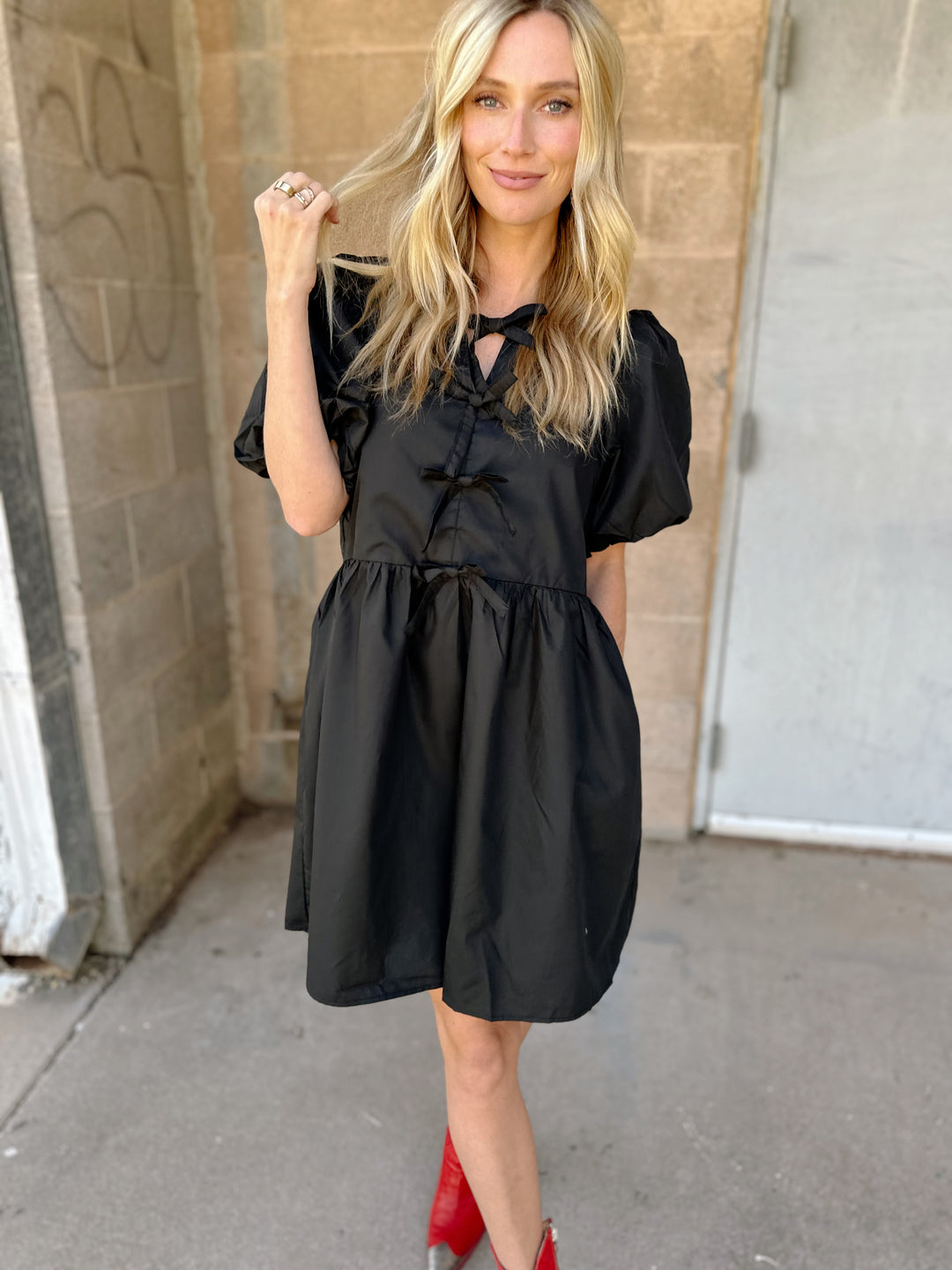 Bow Front Dress | Black