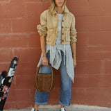 Perfect White Tee | Paloma Canvas Crop Utility Jacket - Warm Ochre