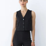 Ripley Rader | Ponte Knit Vest- Black
