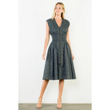 THML | Mini Flower Zipper Front Dress - Navy