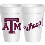 College Styrofoam Cups - Texas A&M - Whoop - 10 pack