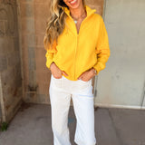 Kerri Rosenthal | Zip Up Mock Neck Sweatshirt - Golden Yellow
