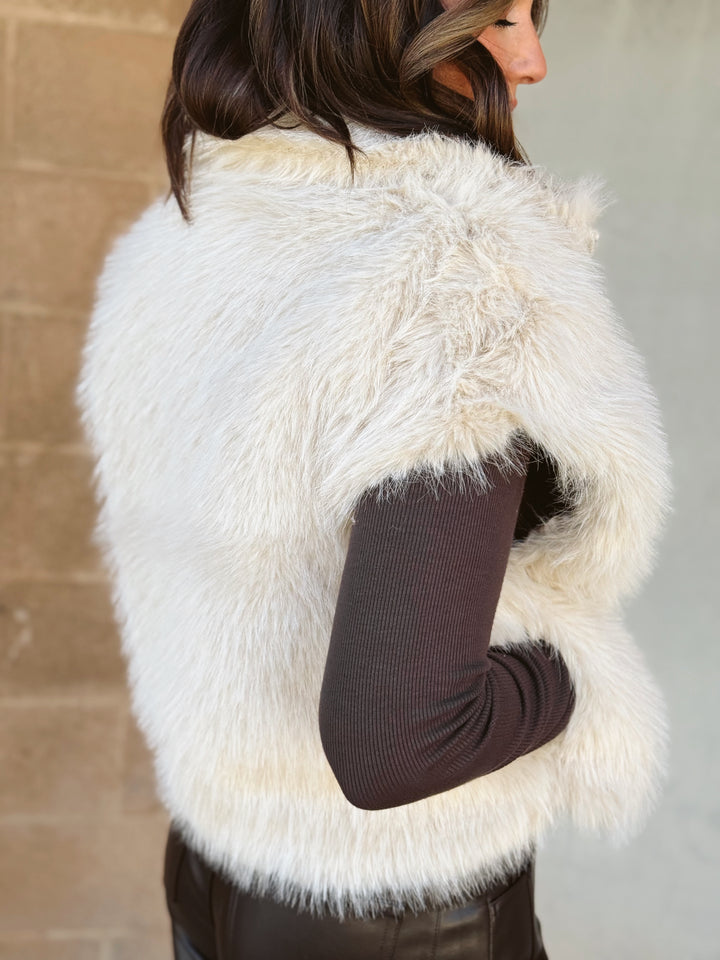 Sanctuary | Silky Fur Vest - Almond Cream