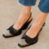 Free People | Brayden Slingback Heel- Black Tide Leather