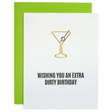 Extra Dirty Birthday - Martini Paper Clip Letterpress Card