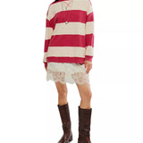 Free People | Classic Stripe Crew - Cherry Combo Wide