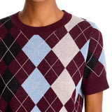 Lucy Paris | Bria Argyle Knit Top- Burgundy Multi