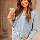 Z Supply | Delphine Knit Denim Sweatshirt - Ocean Air Indigo
