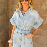 Habitual | 5" Rolled Cuff Romper - Aire