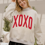 LivyLu | XOXO Valentine's Day Gray Reversible Mock Neck Sweatshirt