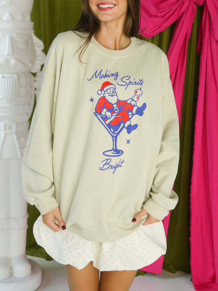 Making Spirits Bright Sweatshirt - Cream