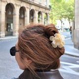 Solar Eclipse | Handmade Origami Gardenia Flower Claw Hair Clip - Cream