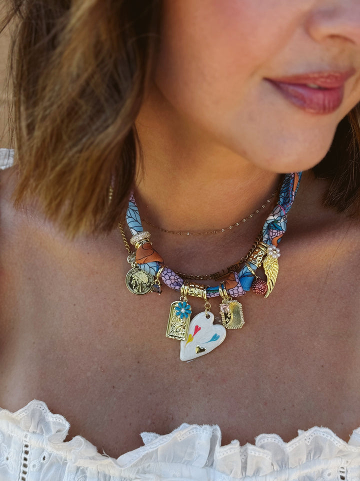 Fallon Multi Charm Scarf Necklace