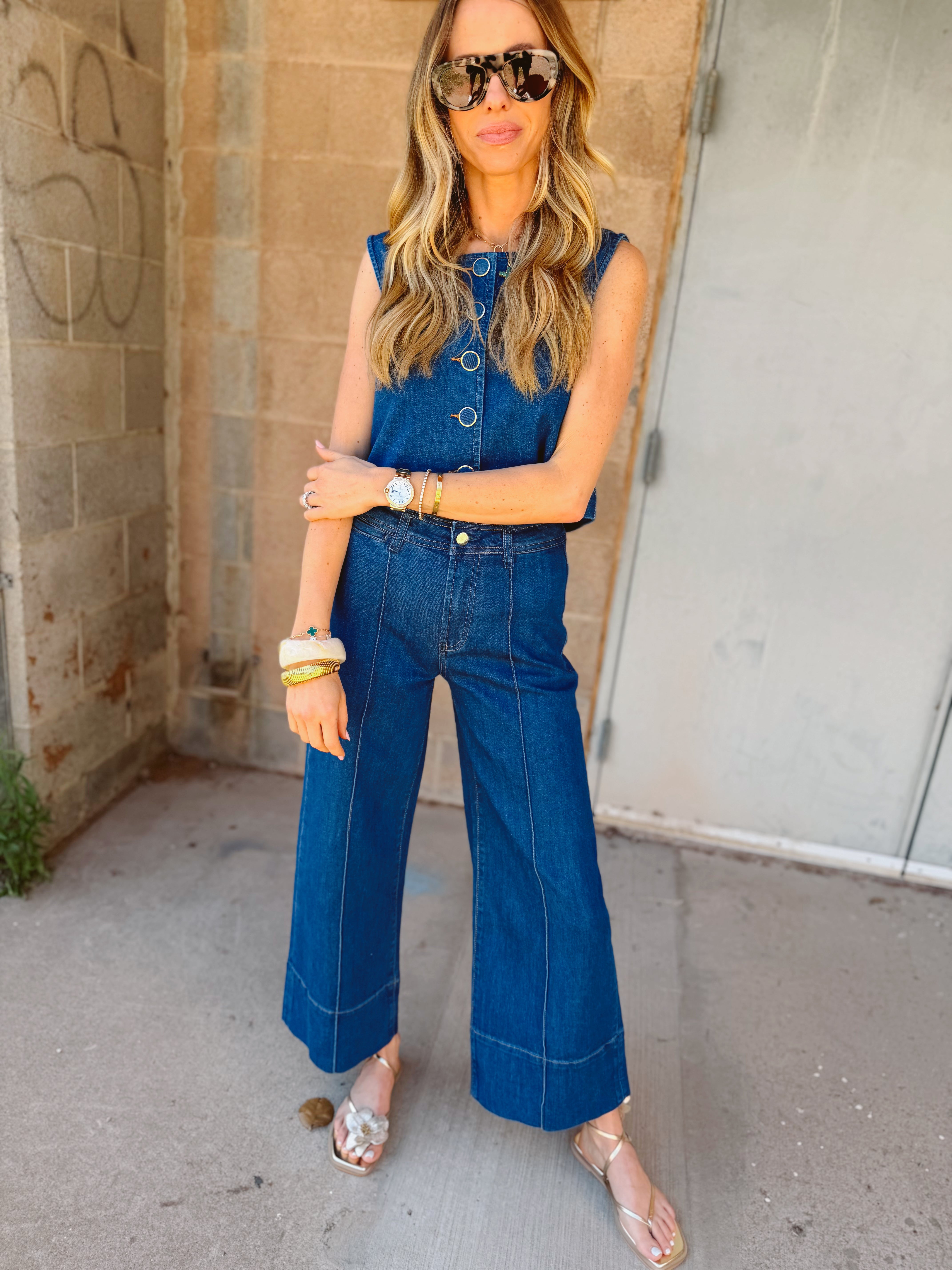 Habitual | Denver Pintuck Crop Pant - Cornflower Blue