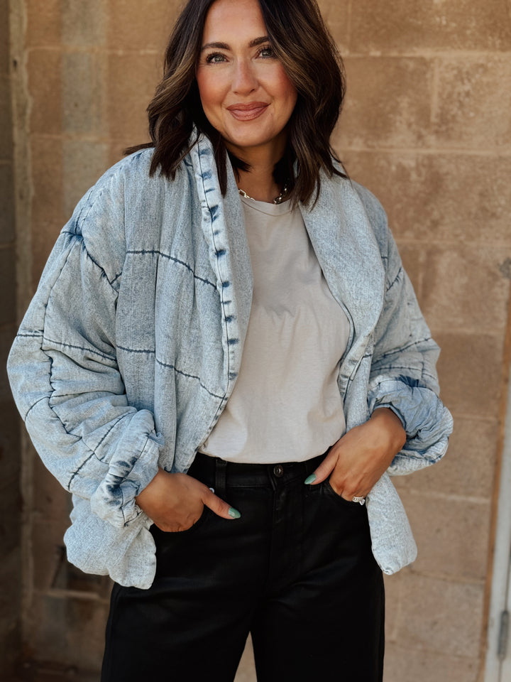 BLACK FRIDAY -Quilted Denim Jacket - Denim