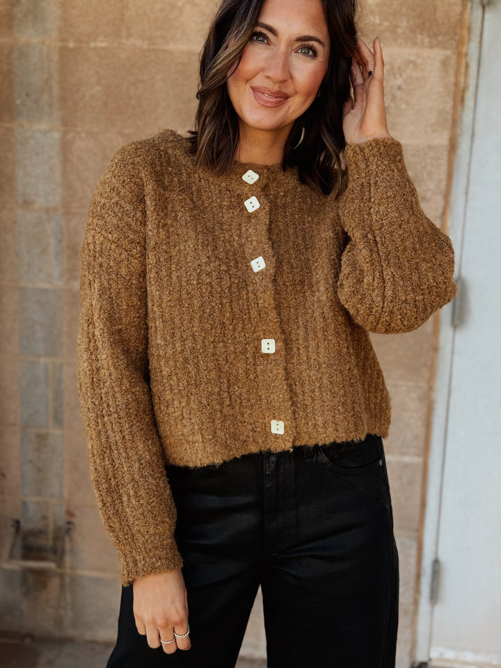 BLACK FRIDAY - Clara Plush Cardigan Top - Dark Mustard