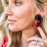 Gameday Pom Earrings | Red/Black