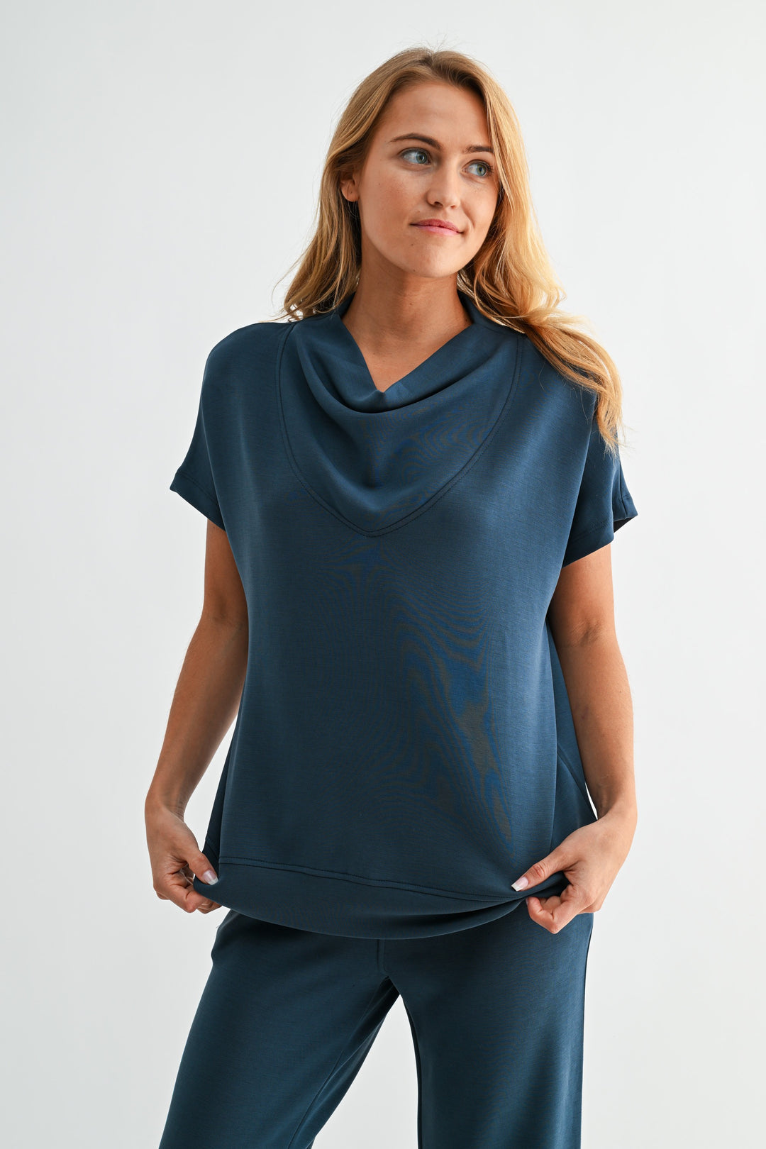 Laguna Cowl Neck Top - Midnight Navy