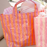 KENZKUSTOMZ | Cabana Clear Coat Tote - Hot Pink & Peach Stripe