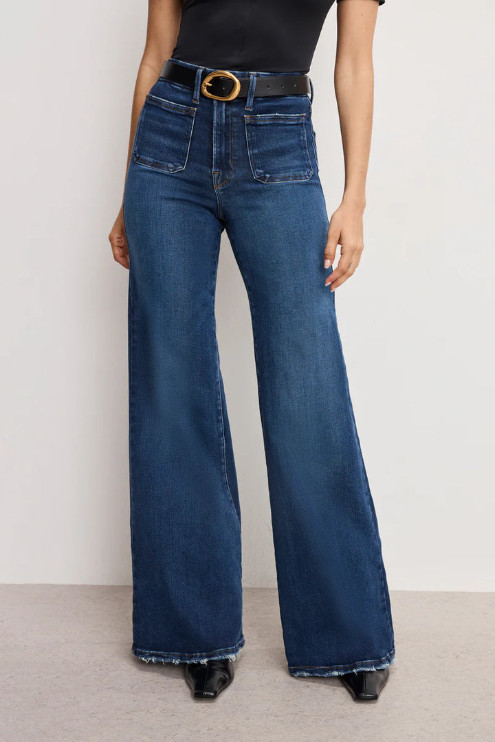 Good American | Soft Tech Good Waist Palazzo Jeans - Indigo