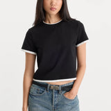 Good American | The Layered Tee - Black