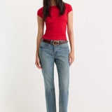 Good American | The Variegated Rib Top- Crimson Rose