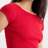 Good American | The Variegated Rib Top- Crimson Rose