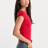 Good American | The Variegated Rib Top- Crimson Rose