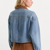 Good American | The Denim Swing Cropped Jacket - Amber
