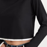 Good American | The Long Sleeve Layered Tee - Black
