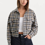 Good American | The Patch Pocket Shirt - Tan Plaid